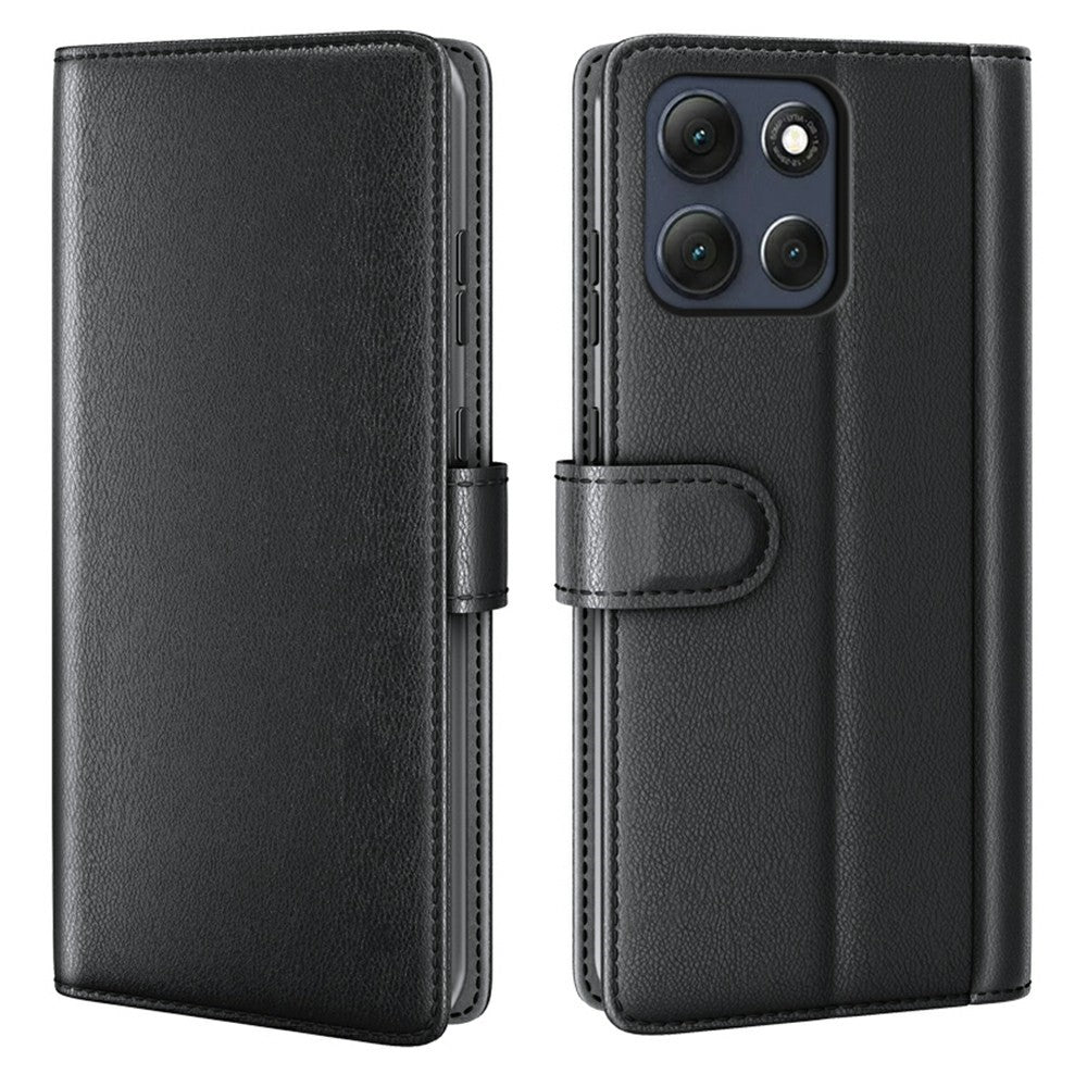 AMORUS For Motorola Moto G56 5G Stand Cases Calf Texture Genuine Split Leather Wallet Phone Cover