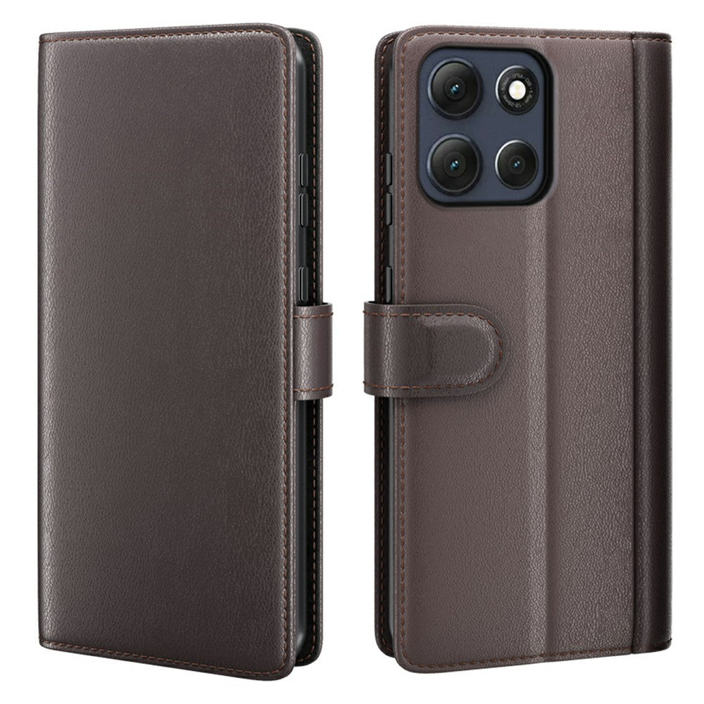 AMORUS For Motorola Moto G56 5G Stand Cases Calf Texture Genuine Split Leather Wallet Phone Cover