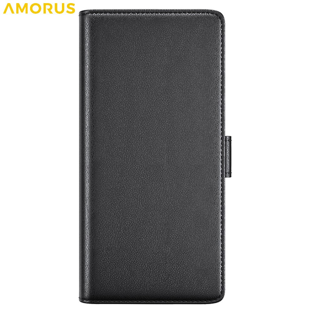 AMORUS For Motorola Edge 50 Fusion Stand Cases Calf Texture Genuine Split Leather Wallet Phone Cover