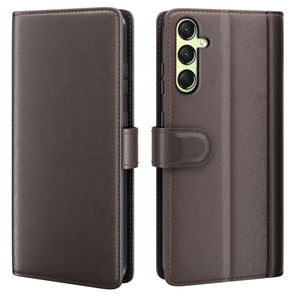 AMORUS For Samsung Galaxy A16 5G / 4G Stand Cases Calf Texture Genuine Split Leather Wallet Phone Cover