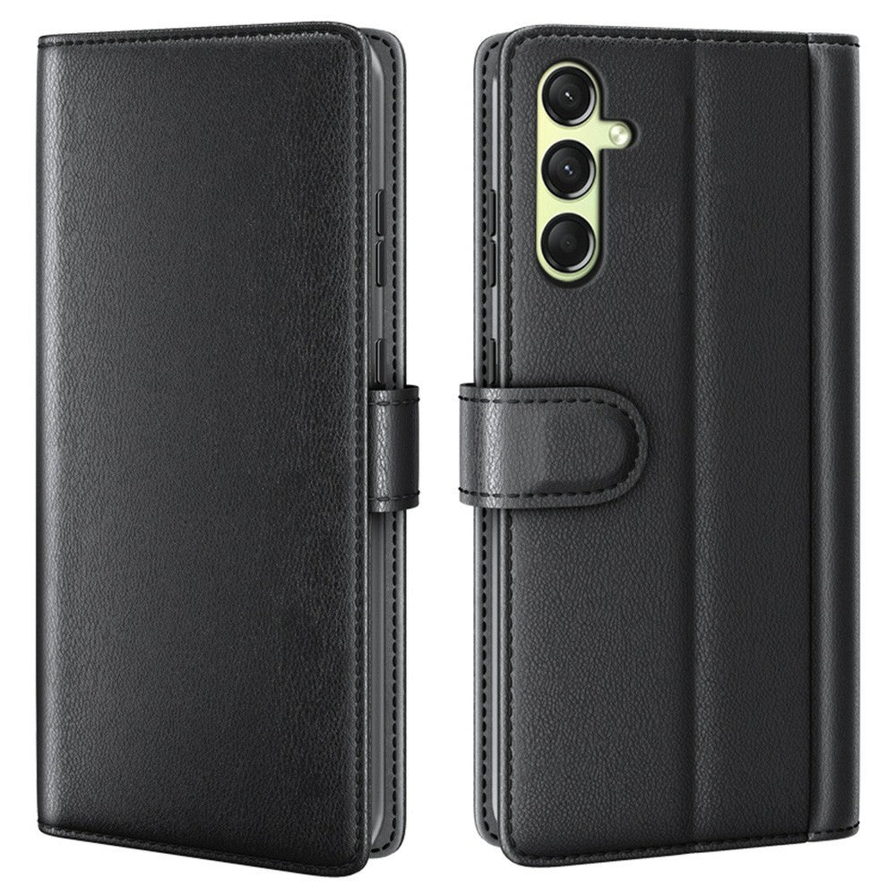 AMORUS For Samsung Galaxy A16 5G / 4G Stand Cases Calf Texture Genuine Split Leather Wallet Phone Cover