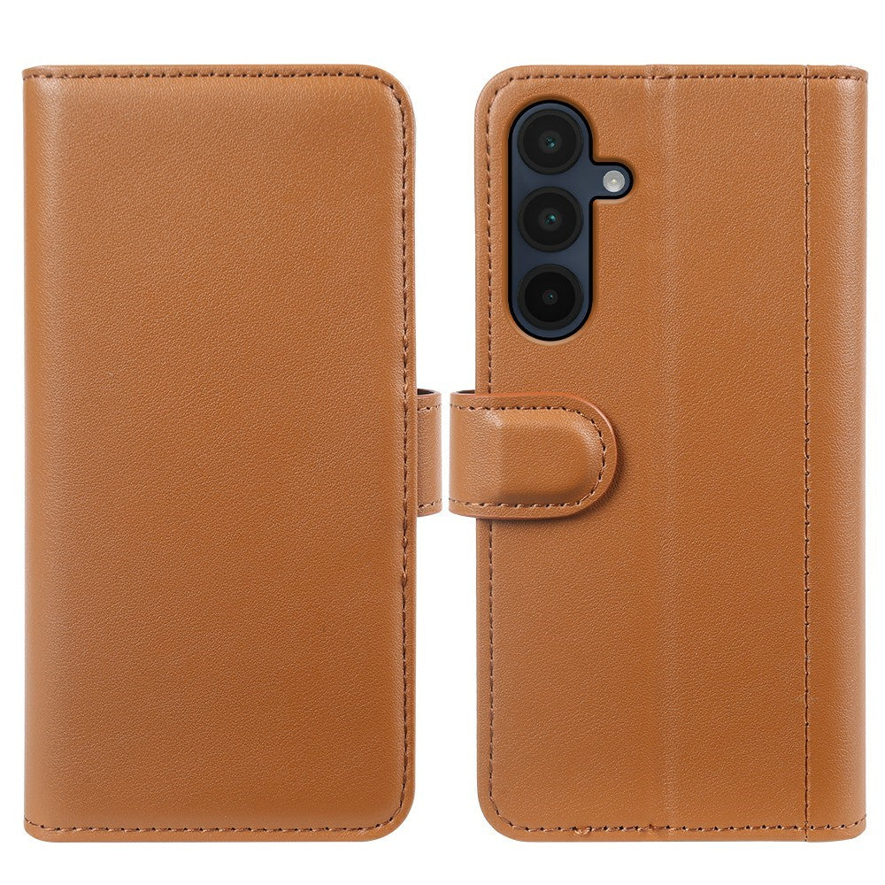 AMORUS For Samsung Galaxy A16 5G / 4G Stand Cases Calf Texture Genuine Split Leather Wallet Phone Cover