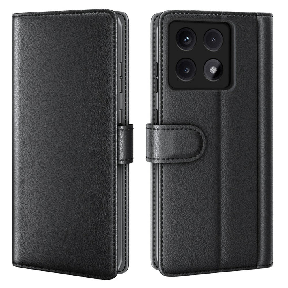 AMORUS For Xiaomi 14T Pro Stand Cases Calf Texture Genuine Split Leather Wallet Phone Cover