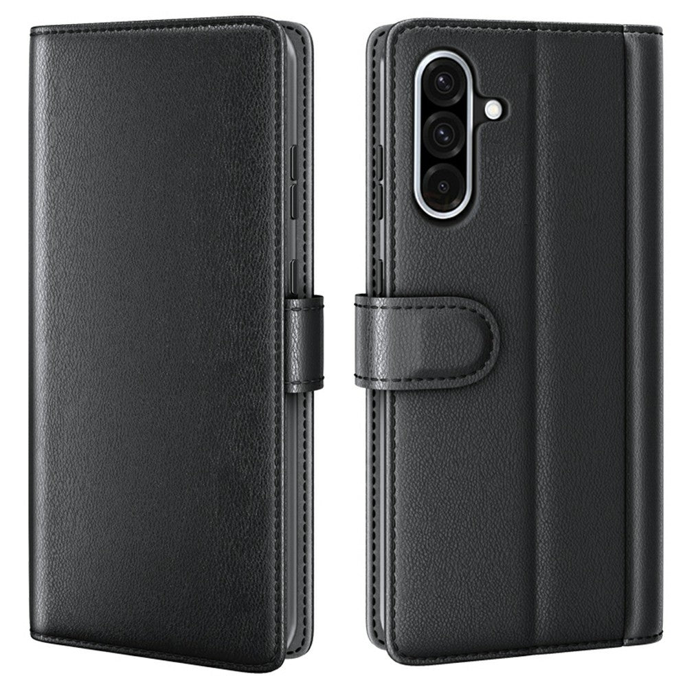 AMORUS For Samsung Galaxy A36 5G / A56 5G Stand Cases Calf Texture Genuine Split Leather Wallet Phone Cover