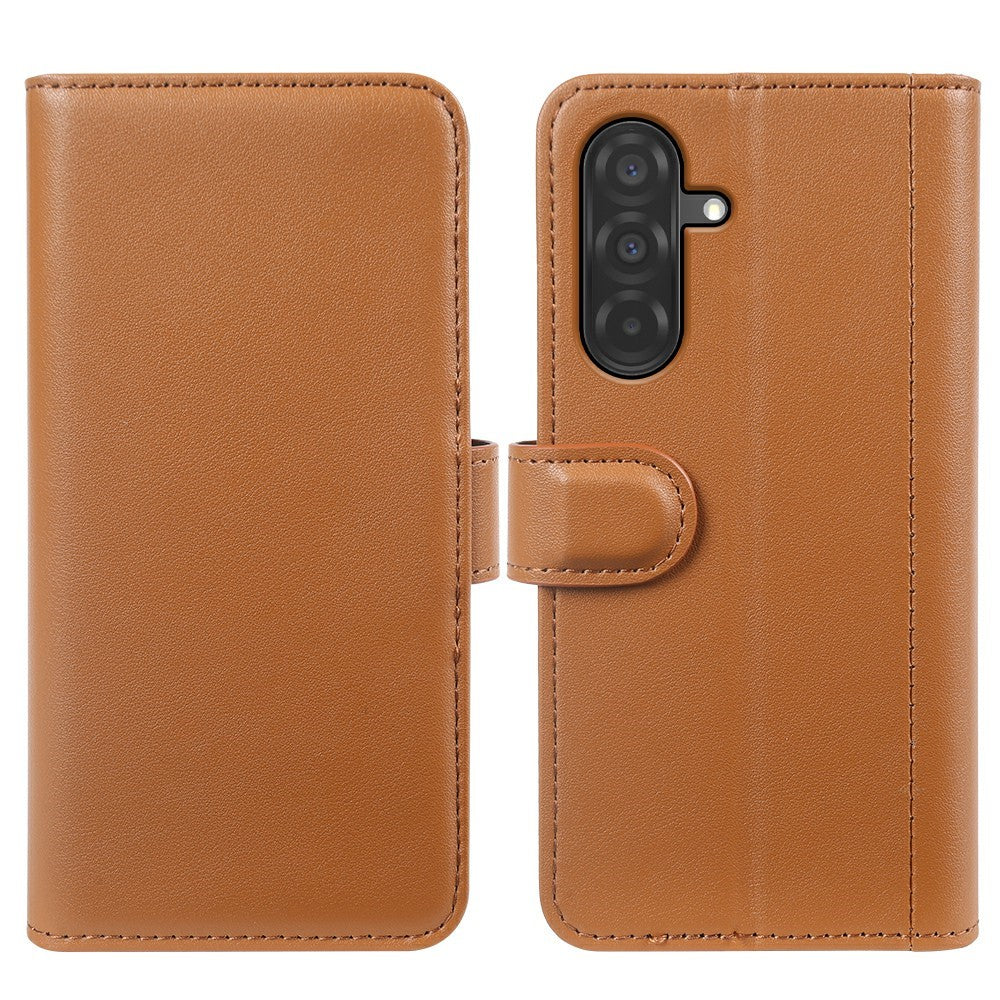 AMORUS For Samsung Galaxy A36 5G / A56 5G Stand Cases Calf Texture Genuine Split Leather Wallet Phone Cover