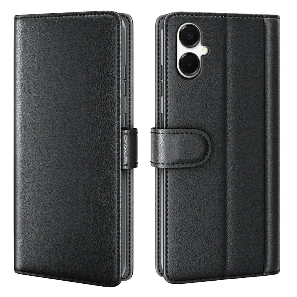AMORUS For Samsung Galaxy A06 4G / 5G Stand Cases Calf Texture Genuine Split Leather Wallet Phone Cover