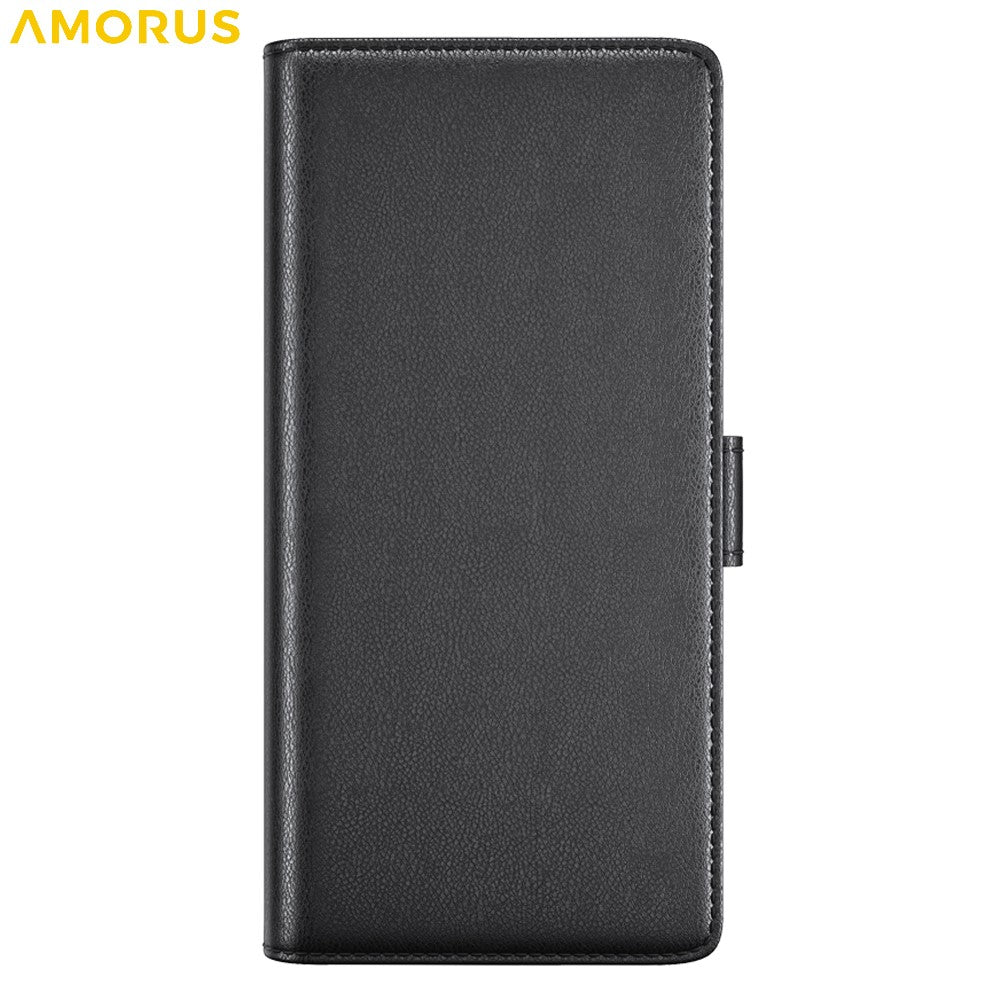 AMORUS For Samsung Galaxy A06 4G / 5G Stand Cases Calf Texture Genuine Split Leather Wallet Phone Cover