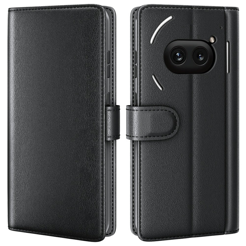 AMORUS For Nothing Phone (2a) Plus / (2a) Stand Cases Calf Texture Genuine Split Leather Wallet Phone Cover