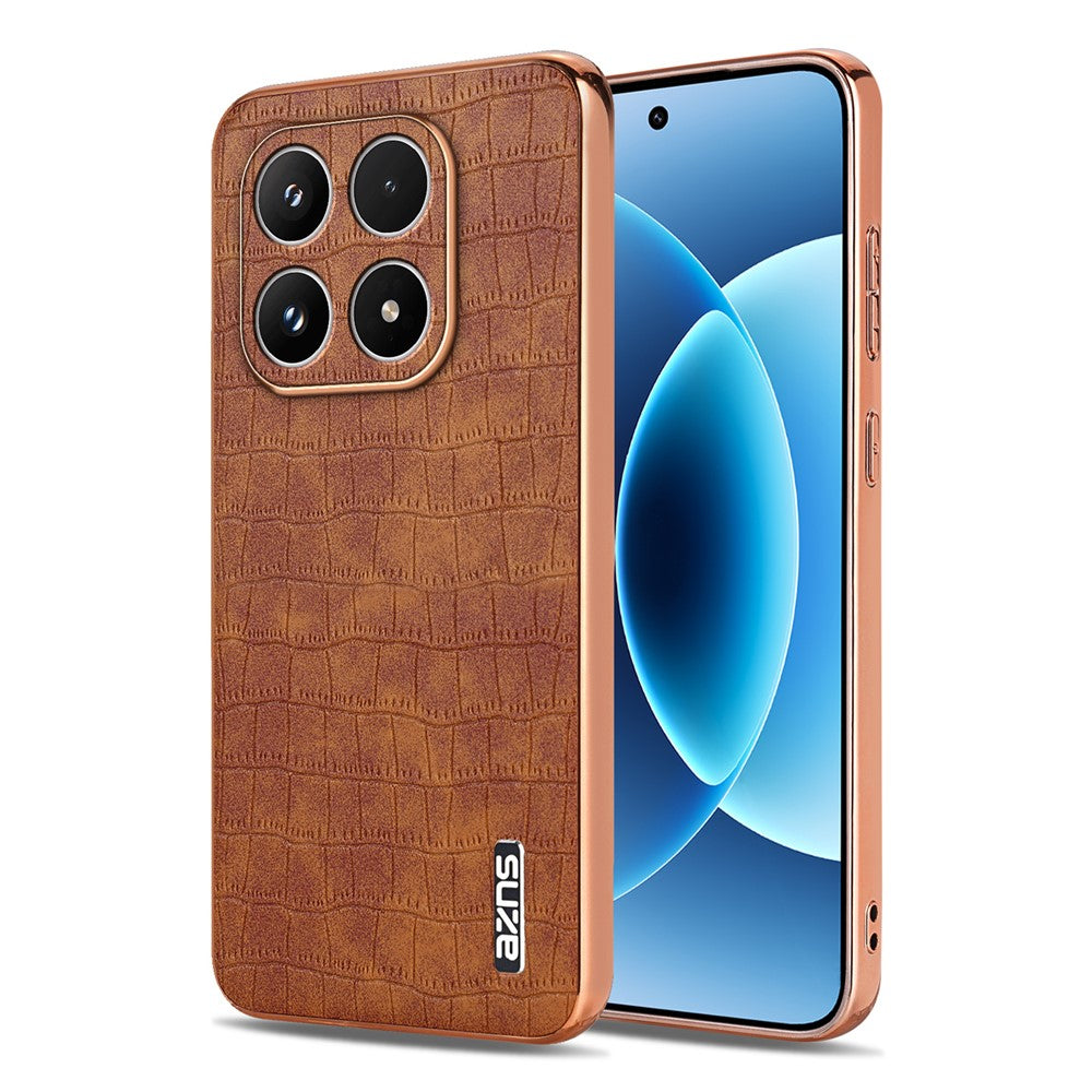 AZNS For Xiaomi 17 Case Electroplating Crocodile Texture PU + TPU Phone Cover
