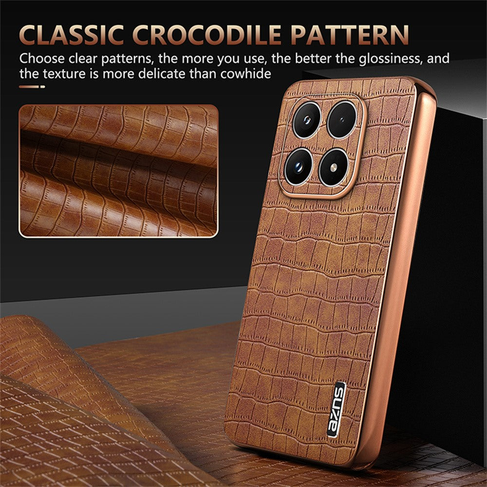 AZNS For Xiaomi 17 Case Electroplating Crocodile Texture PU + TPU Phone Cover