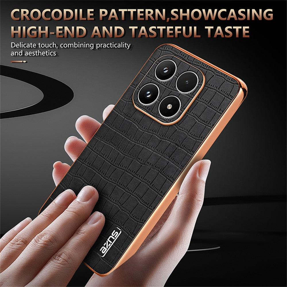 AZNS For Xiaomi 17 Case Electroplating Crocodile Texture PU + TPU Phone Cover