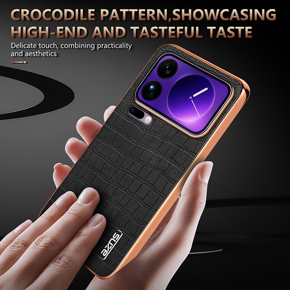 AZNS For Xiaomi 17 Pro Max Case Electroplating Crocodile Texture PU + TPU Phone Cover