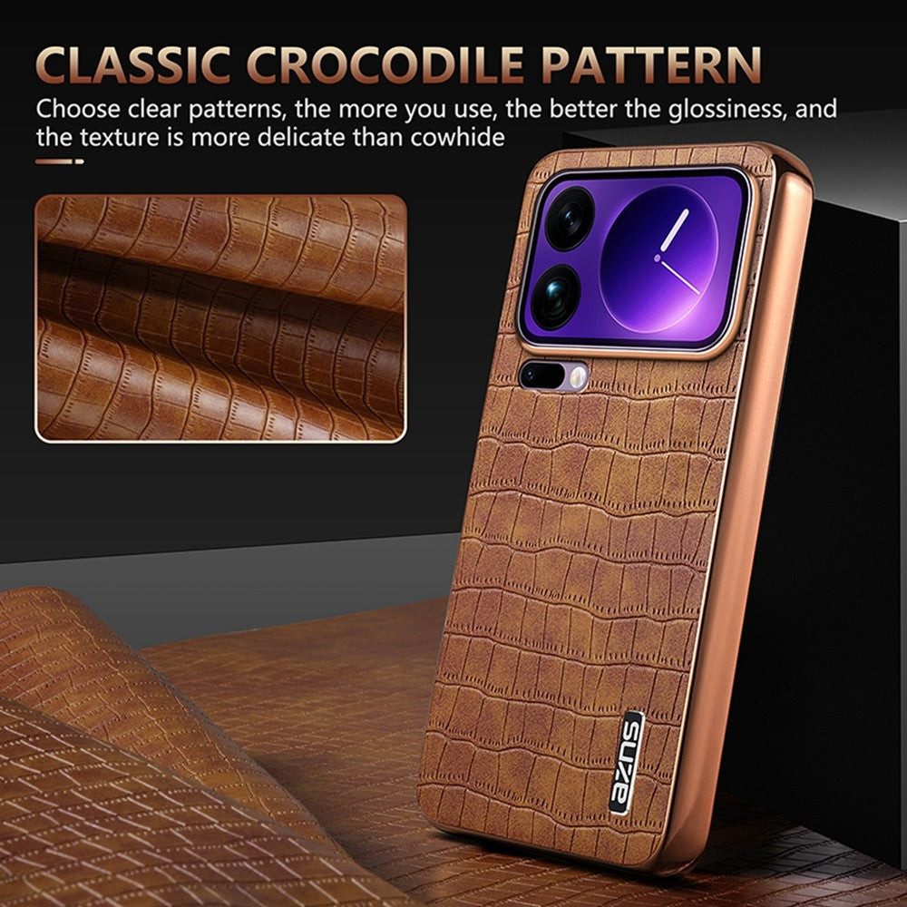 AZNS For Xiaomi 17 Pro Max Case Electroplating Crocodile Texture PU + TPU Phone Cover