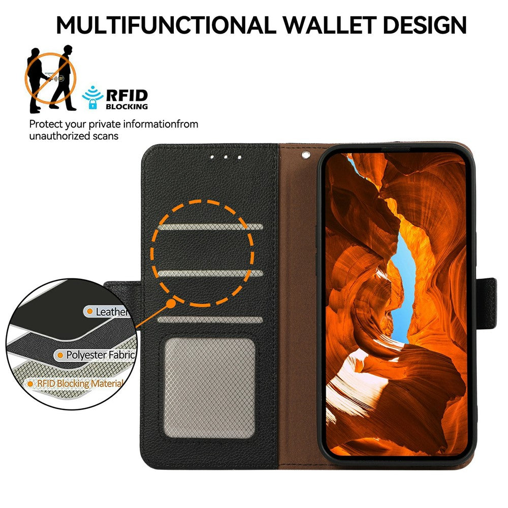 ABEEL For OnePlus 15 5G Case Litchi Texture Leather RFID Blocking Phone Cover