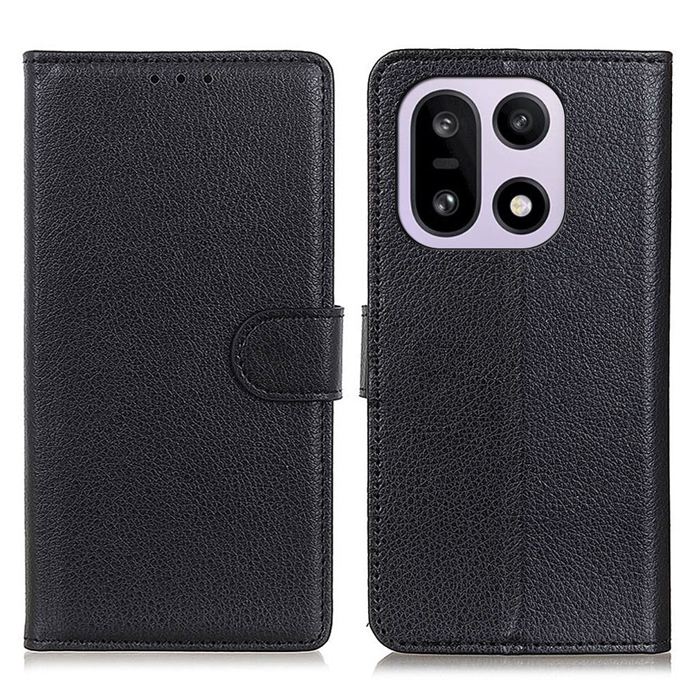 For OnePlus 15 5G Wallet Case PU Leather Phone Cover Litchi Texture