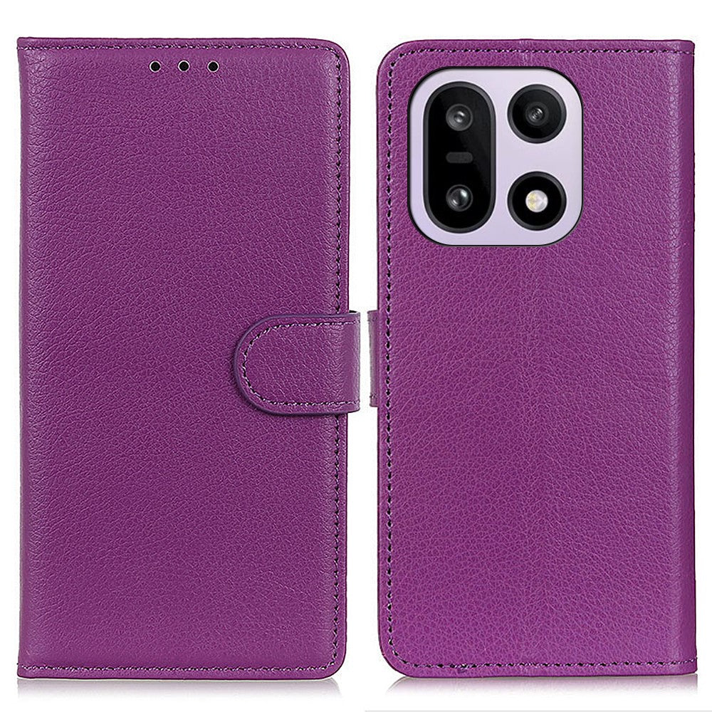 For OnePlus 15 5G Wallet Case PU Leather Phone Cover Litchi Texture