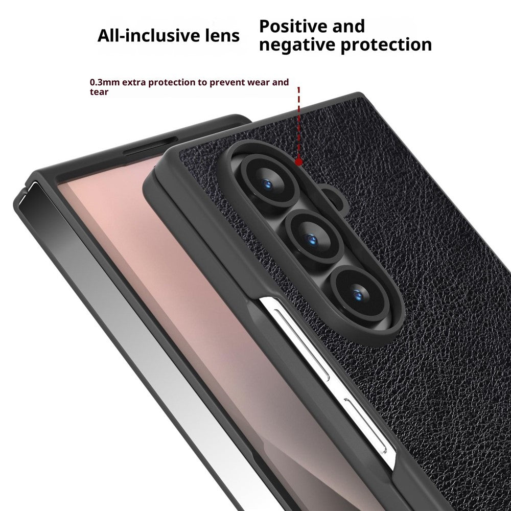 For Samsung Galaxy Z Fold7 5G Case Litchi Texture PU Leather + PC Phone Cover