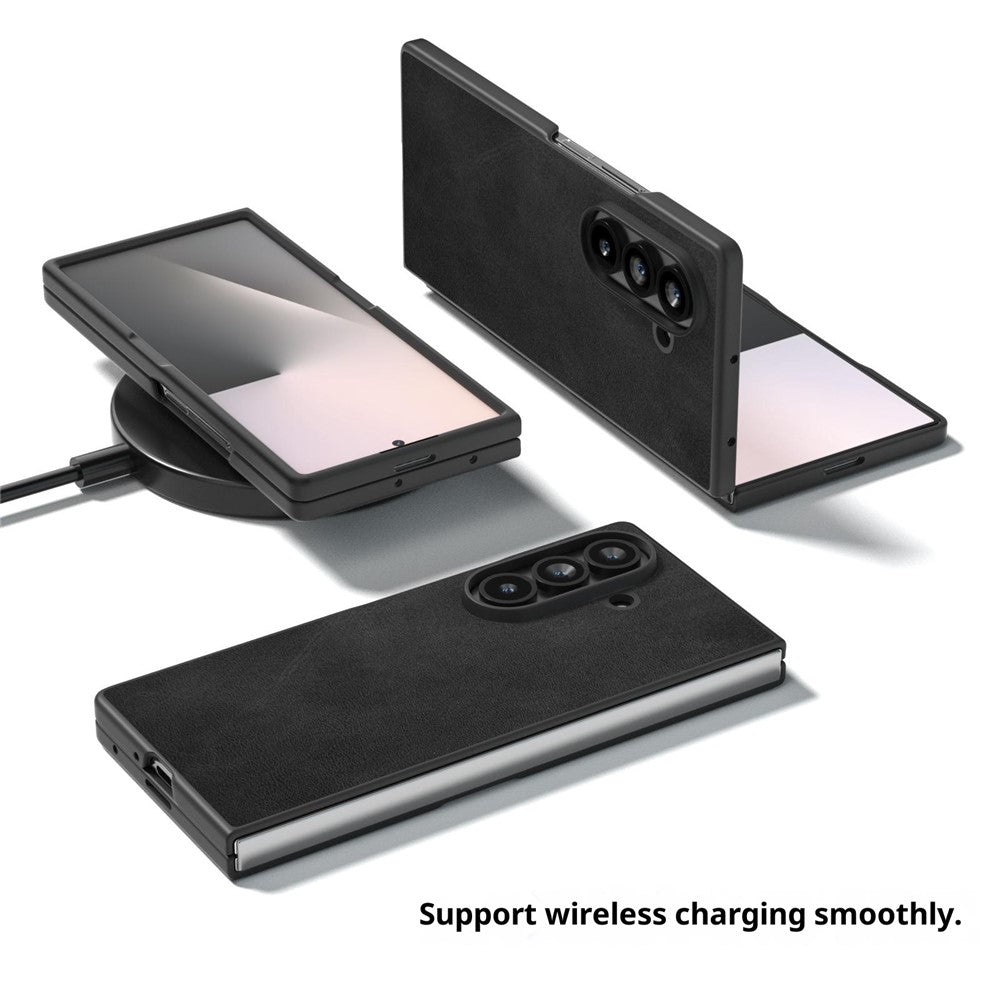 For Samsung Galaxy Z Fold7 5G Case Cowhide Texture PU Leather Coated Phone Cover