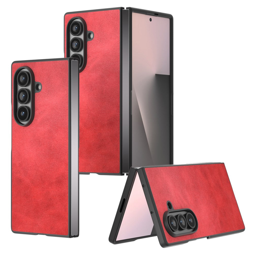 For Samsung Galaxy Z Fold7 5G Case Cowhide Texture PU Leather Coated Phone Cover