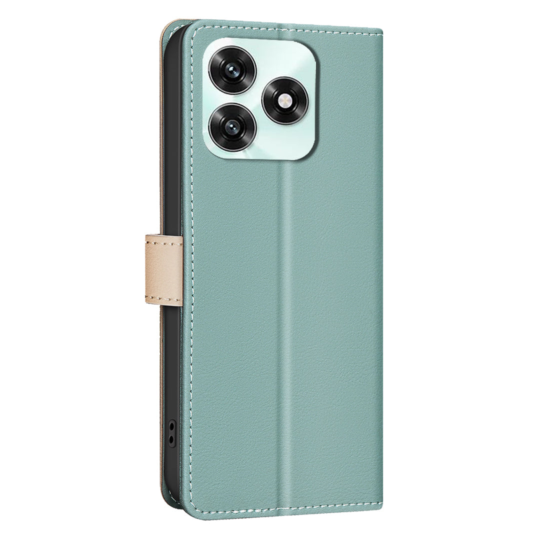 For Honor X5c 4G / Honor X5c Plus 4G Leather Case BINFEN COLOR Splicing Color RFID Blocking Wallet Stand Phone Cover