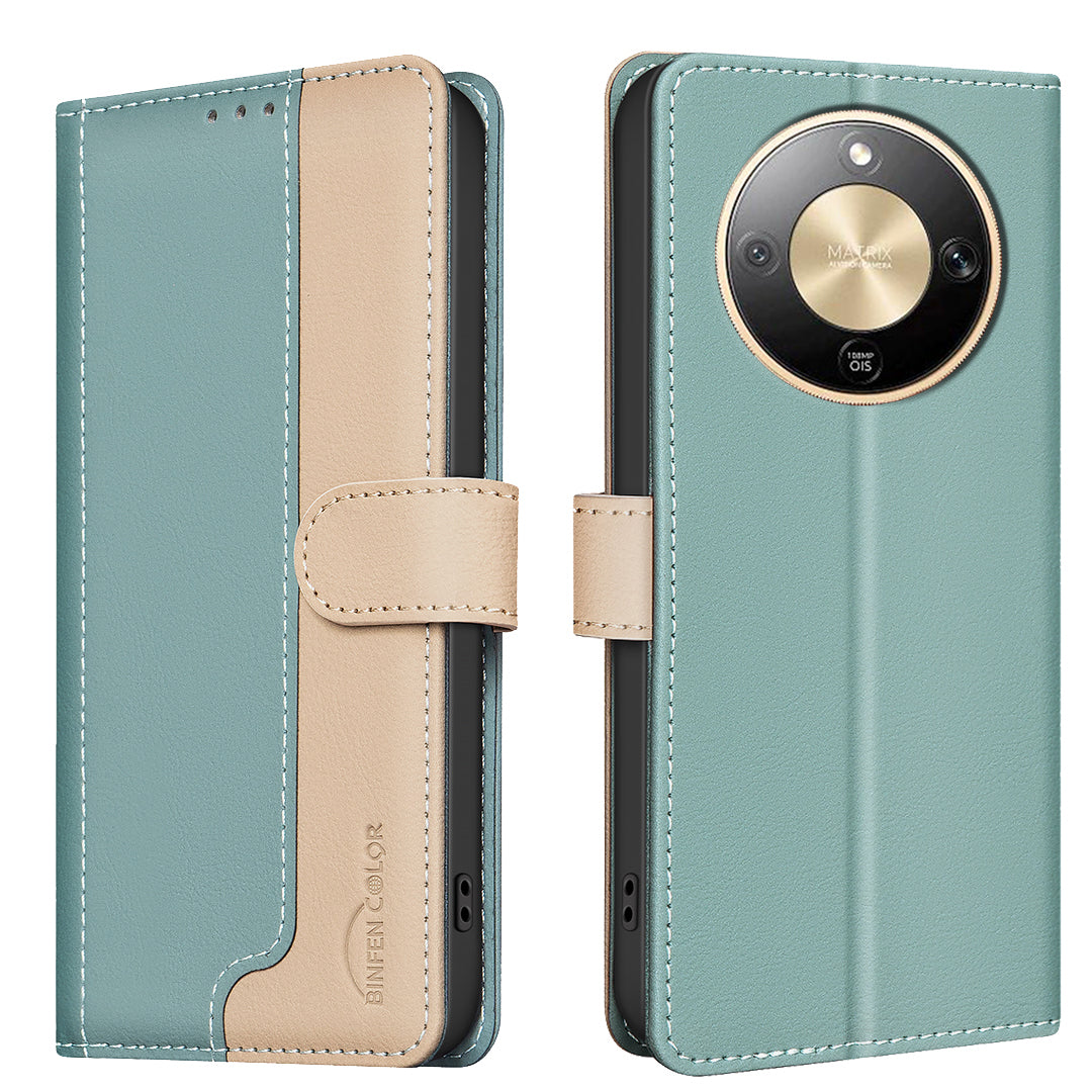 Étui portefeuille en cuir BINDEN COLOR avec protection RFID et support pour téléphone, compatible avec le For Honor X9d 5G.