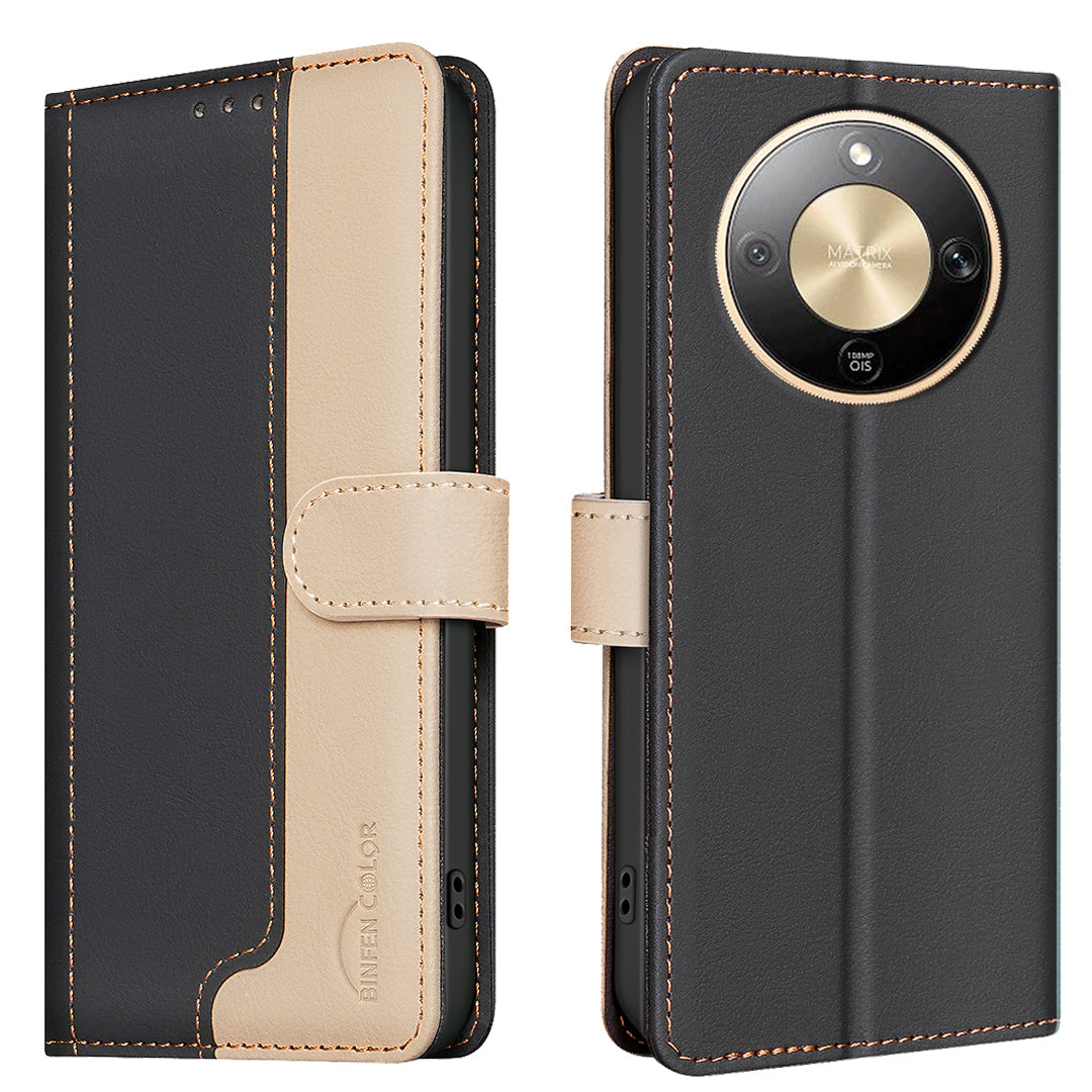 Étui portefeuille en cuir BINDEN COLOR avec protection RFID et support pour téléphone, compatible avec le For Honor X9d 5G.