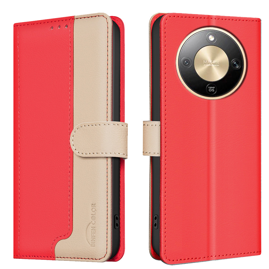 Étui portefeuille en cuir BINDEN COLOR avec protection RFID et support pour téléphone, compatible avec le For Honor X9d 5G.