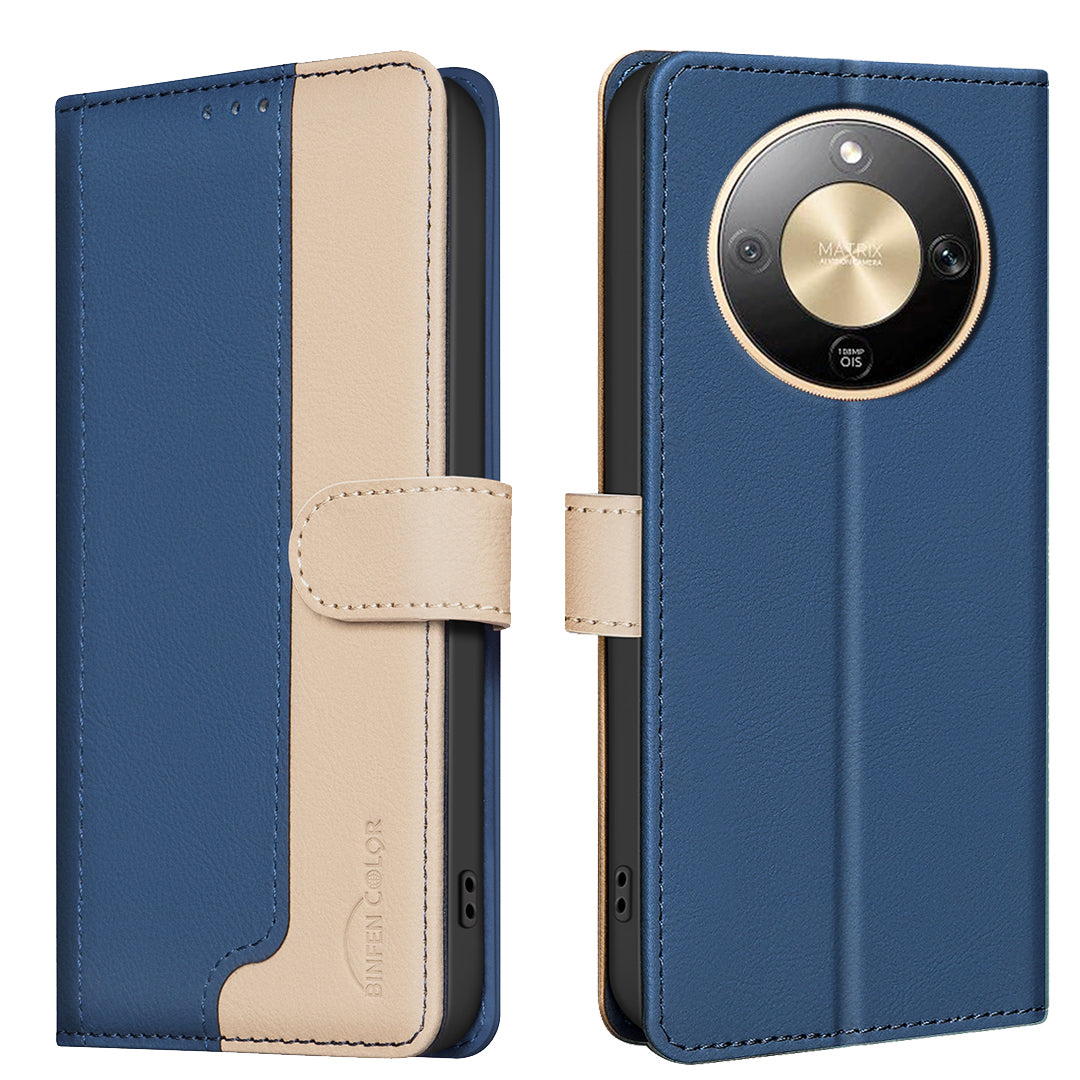 Étui portefeuille en cuir BINDEN COLOR avec protection RFID et support pour téléphone, compatible avec le For Honor X9d 5G.