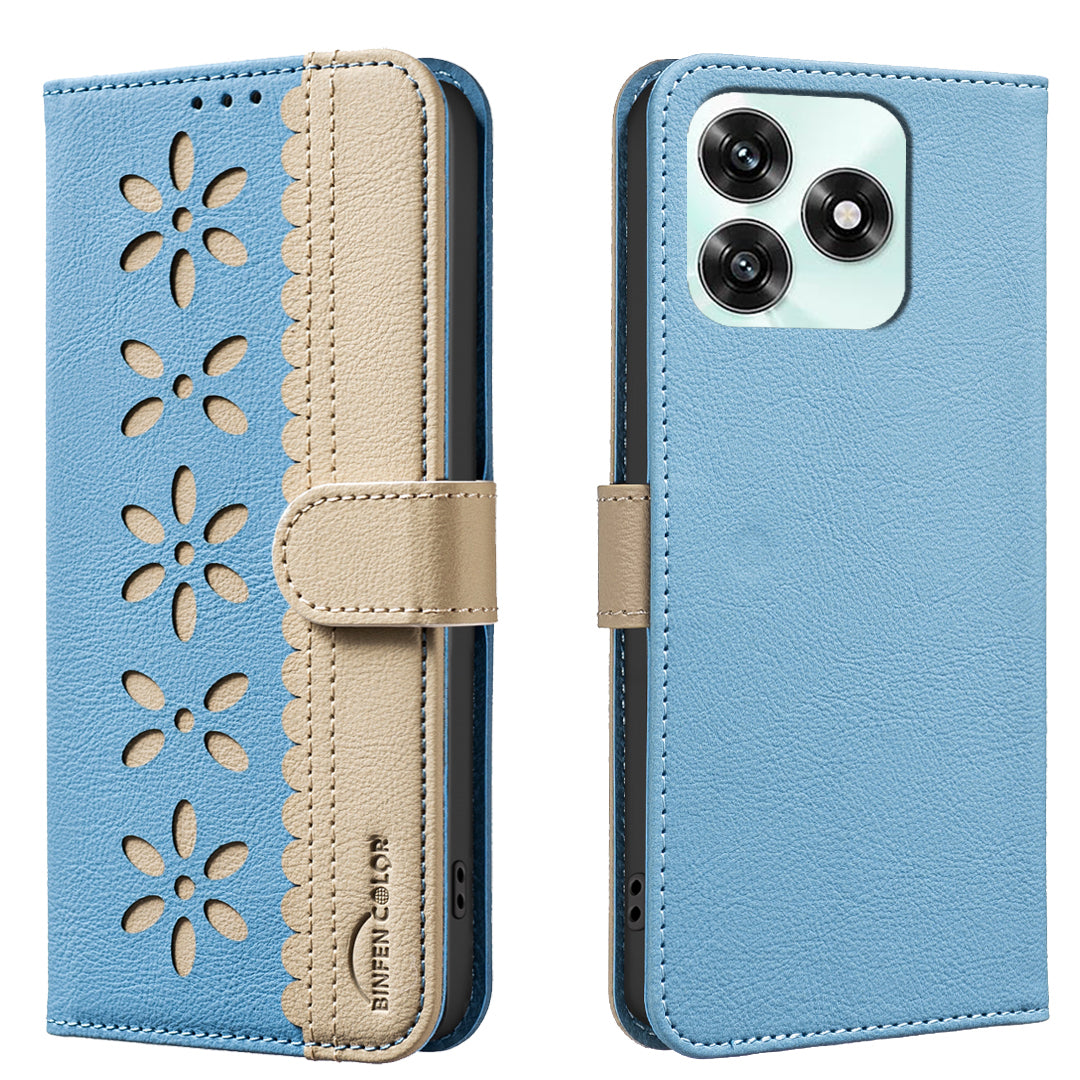 For Honor X5c 4G / Honor X5c Plus 4G Leather Case BINFEN COLOR BF36 Floral Pattern Phone Cover RFID Blocking Wallet Stand