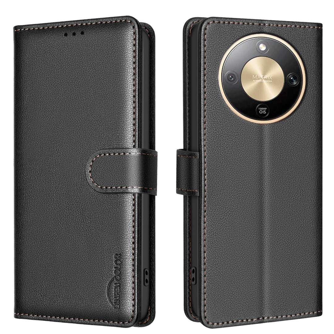 Étui portefeuille en cuir BINDEN COLOR BF32 avec protection RFID pour For Honor X9d 5G