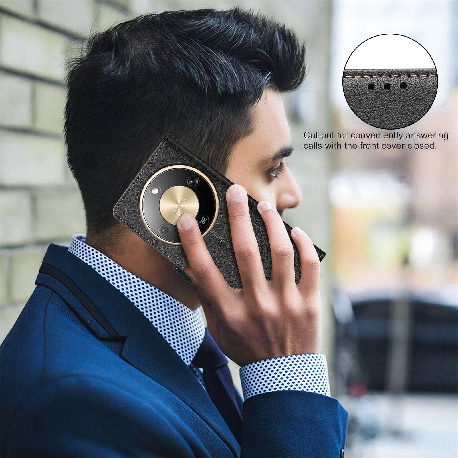 Étui portefeuille en cuir BINDEN COLOR BF32 avec protection RFID pour For Honor X9d 5G