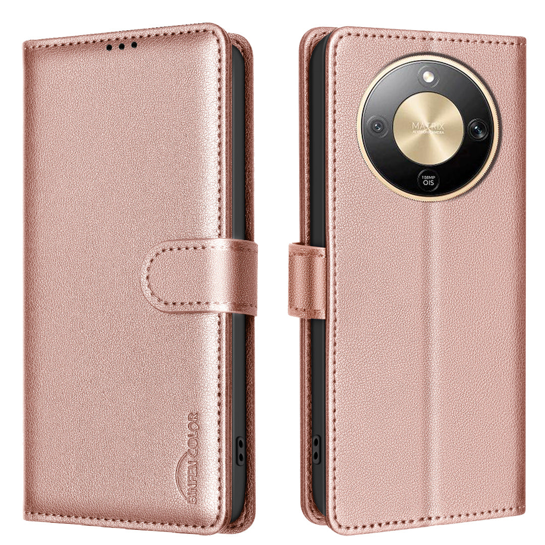 Étui portefeuille en cuir BINDEN COLOR BF32 avec protection RFID pour For Honor X9d 5G