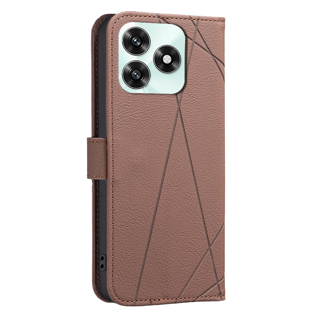 For Honor X5c 4G / Honor X5c Plus 4G Case BINFEN COLOR BF35 Geometry Imprinted Leather Phone Cover RFID Blocking Wallet Stand