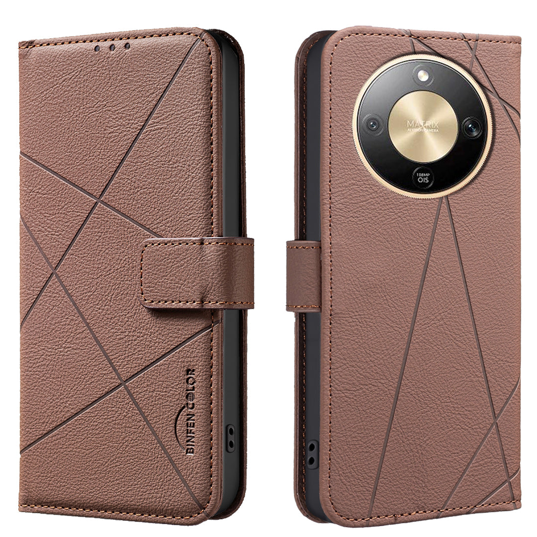 Étui pour For Honor X9d 5G BINPEN COLOR BF35, coque en cuir imprimée géométrique avec protection RFID et support portefeuille