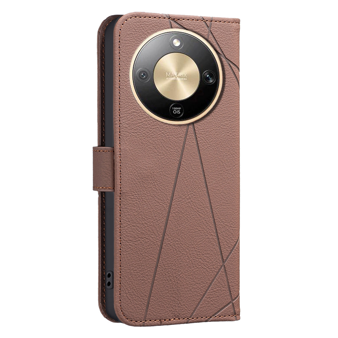 Étui pour For Honor X9d 5G BINPEN COLOR BF35, coque en cuir imprimée géométrique avec protection RFID et support portefeuille