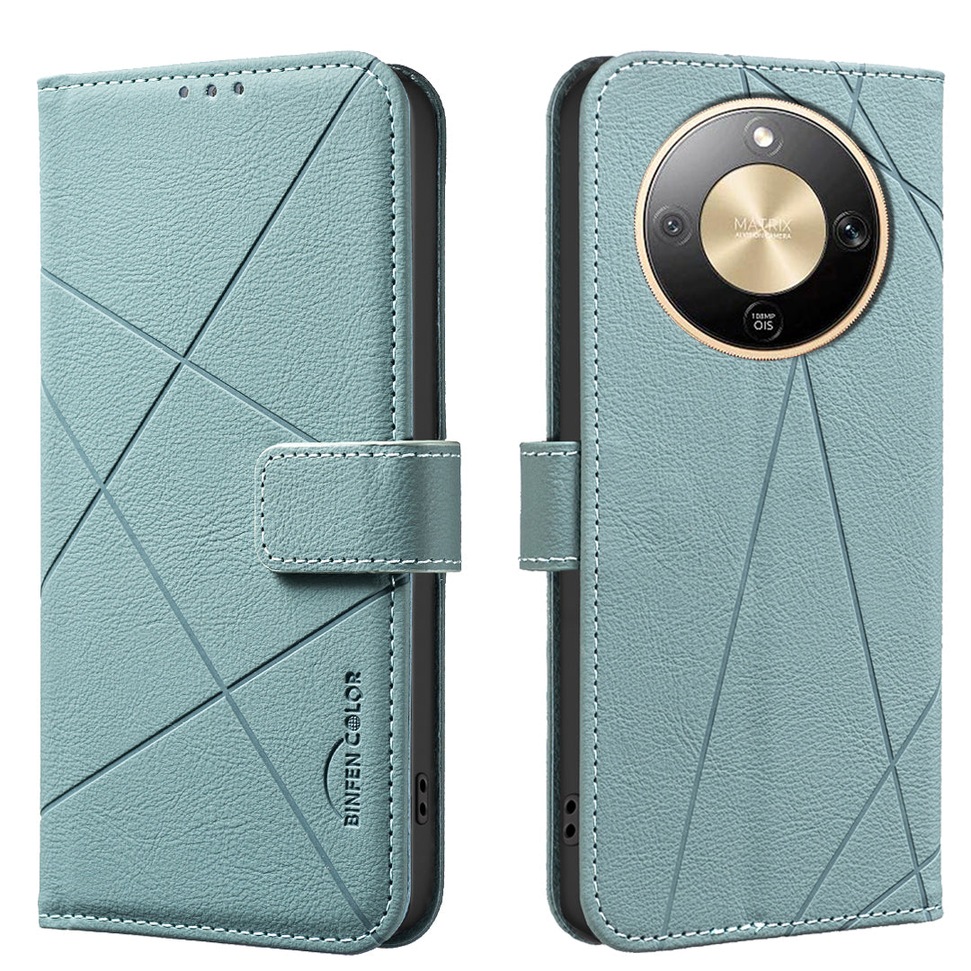 Étui pour For Honor X9d 5G BINPEN COLOR BF35, coque en cuir imprimée géométrique avec protection RFID et support portefeuille