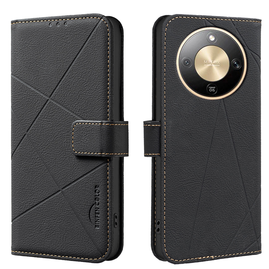 Étui pour For Honor X9d 5G BINPEN COLOR BF35, coque en cuir imprimée géométrique avec protection RFID et support portefeuille