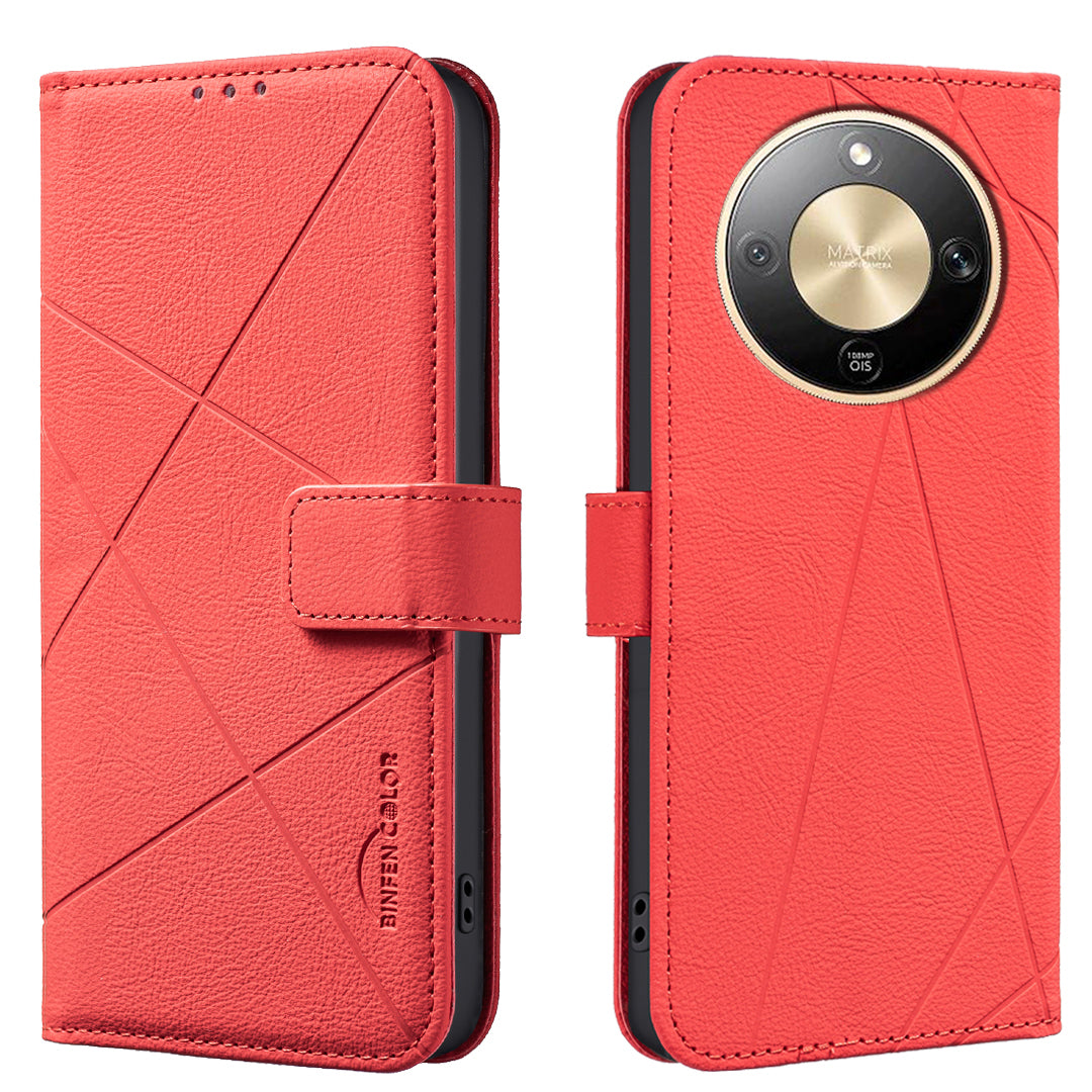 Étui pour For Honor X9d 5G BINPEN COLOR BF35, coque en cuir imprimée géométrique avec protection RFID et support portefeuille