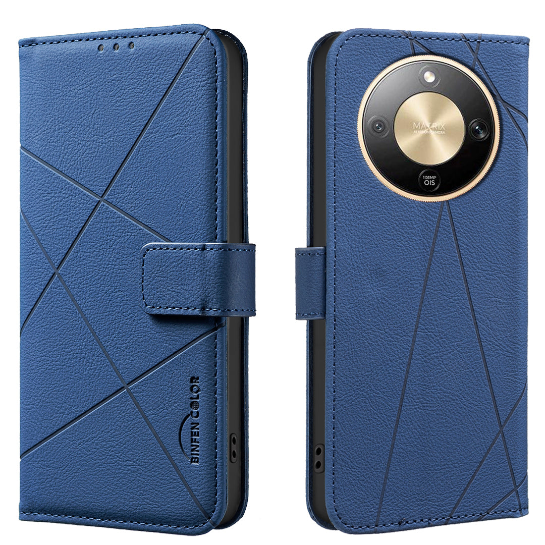 Étui pour For Honor X9d 5G BINPEN COLOR BF35, coque en cuir imprimée géométrique avec protection RFID et support portefeuille