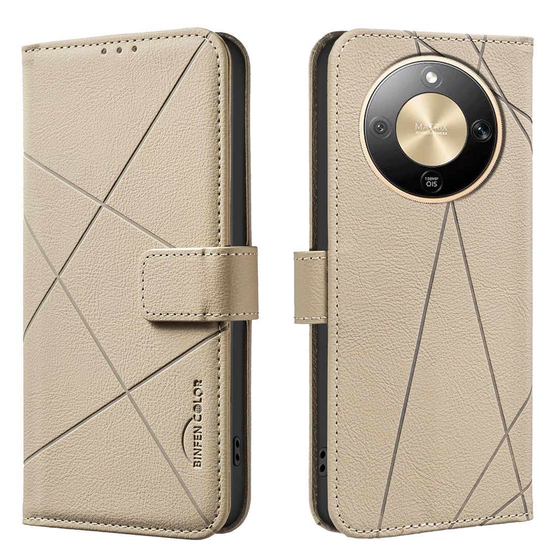 Étui pour For Honor X9d 5G BINPEN COLOR BF35, coque en cuir imprimée géométrique avec protection RFID et support portefeuille