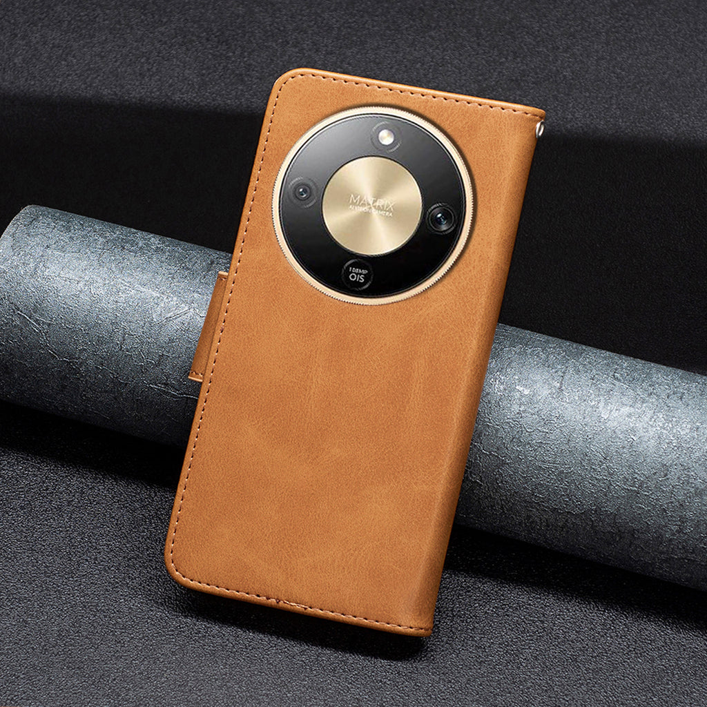 Étui en cuir PU antichoc pour Honor X9d 5G avec emplacements pour cartes portefeuille