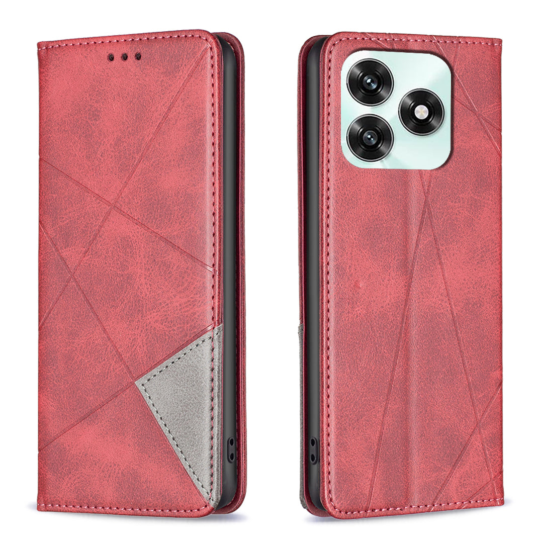 For Honor X5c 4G / Honor X5c Plus 4G Case Card Slots Geometry Imprint Leather Phone Cover