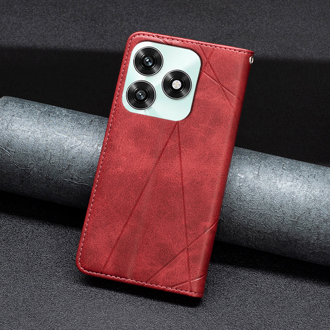 For Honor X5c 4G / Honor X5c Plus 4G Case Card Slots Geometry Imprint Leather Phone Cover