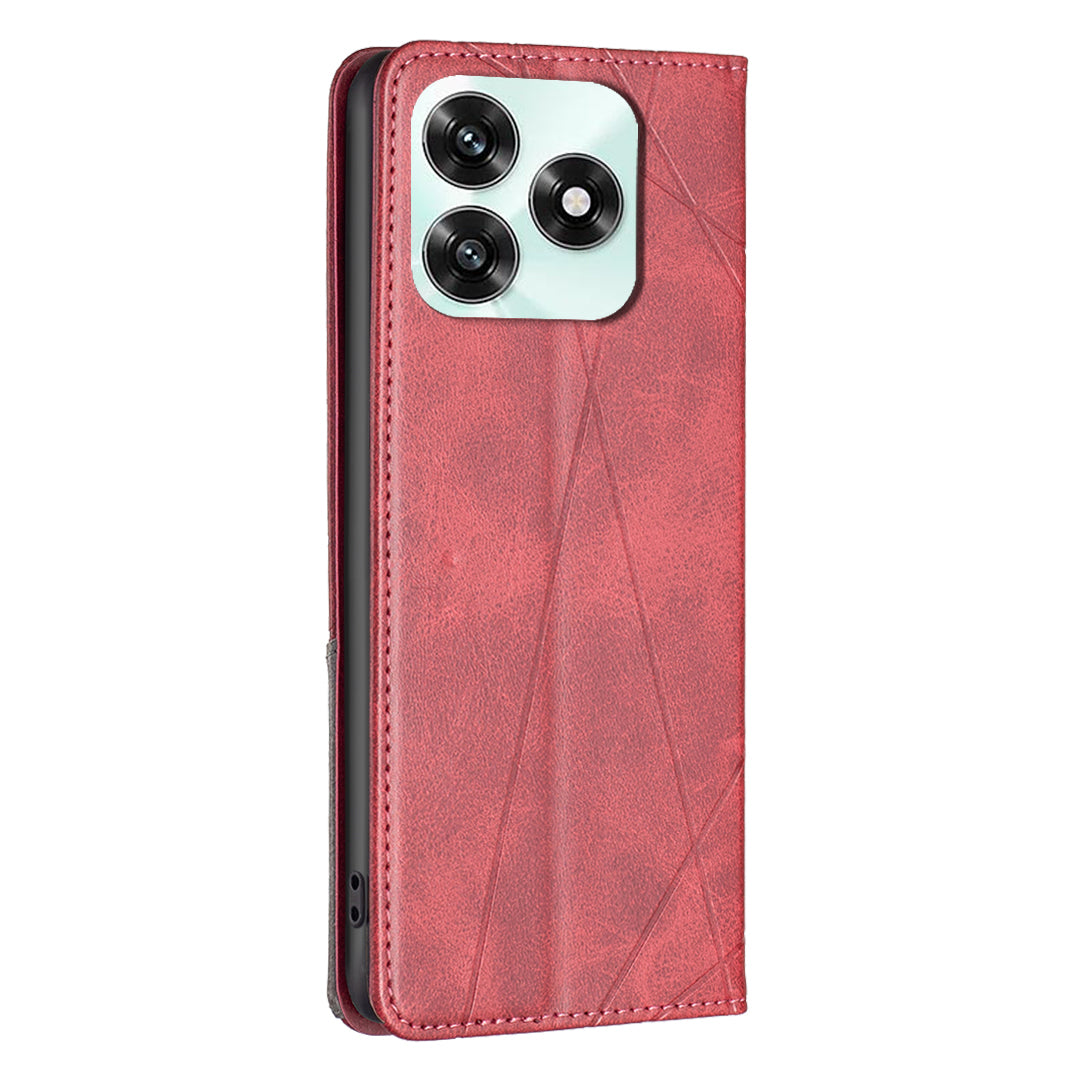 For Honor X5c 4G / Honor X5c Plus 4G Case Card Slots Geometry Imprint Leather Phone Cover