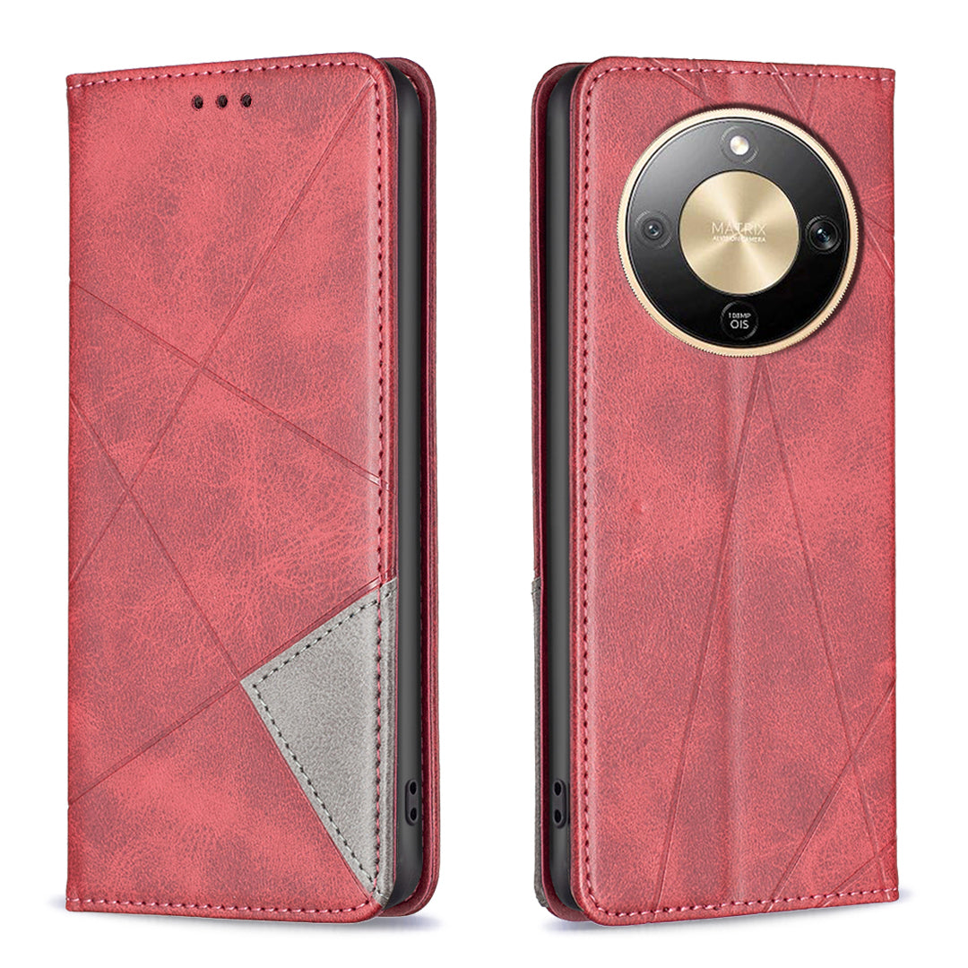 Étui en cuir à motif géométrique avec emplacements pour cartes pour For Honor X9d 5G