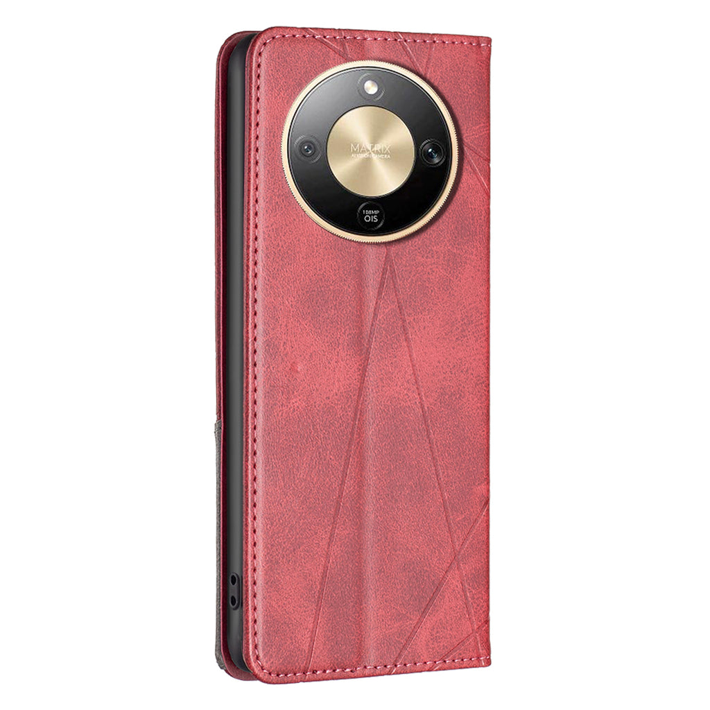 Étui en cuir à motif géométrique avec emplacements pour cartes pour For Honor X9d 5G