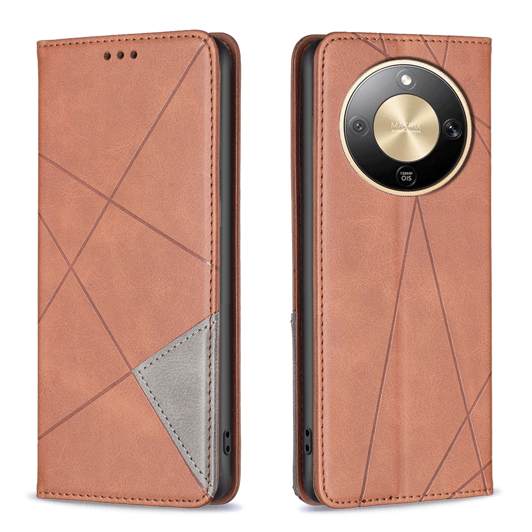 Étui en cuir à motif géométrique avec emplacements pour cartes pour For Honor X9d 5G
