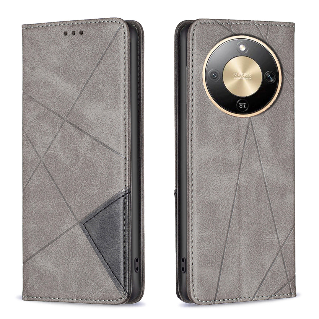Étui en cuir à motif géométrique avec emplacements pour cartes pour For Honor X9d 5G