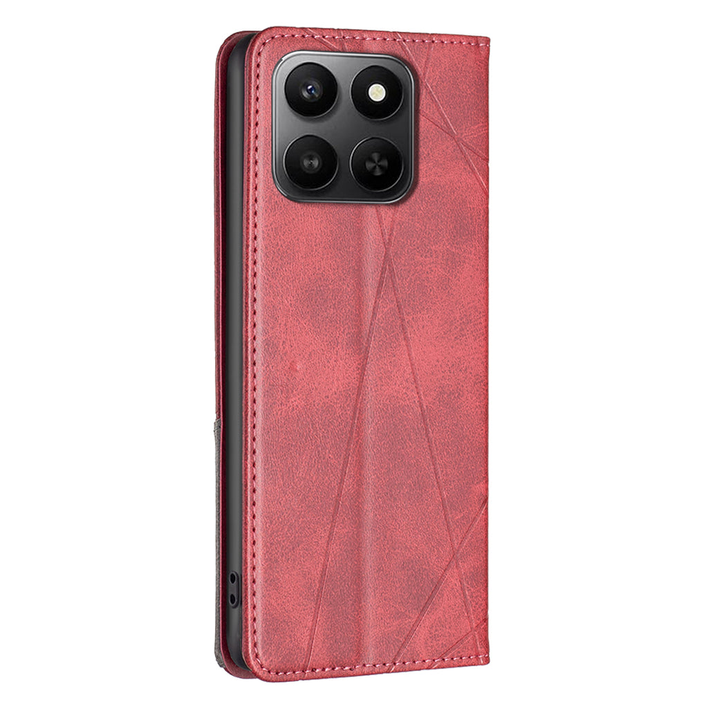 For Honor X7d 5G / Honor X7d 4G Case Card Slots Geometry Imprint Leather Phone Cover