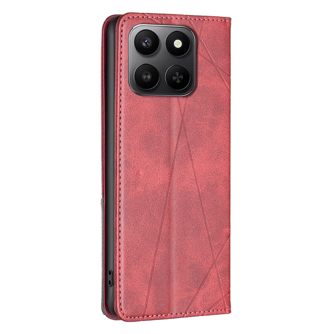 For Honor X7d 5G / Honor X7d 4G Case Card Slots Geometry Imprint Leather Phone Cover